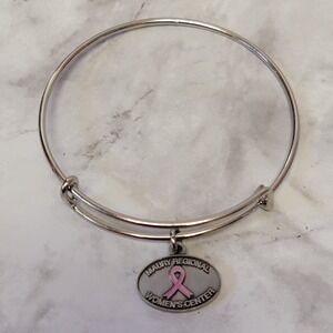 Breast Cancer Awareness‎ Ribbon Bracelet Bangle Charm Silver Tone Pink Hope Gift